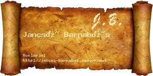Jancsó Barnabás névjegykártya
